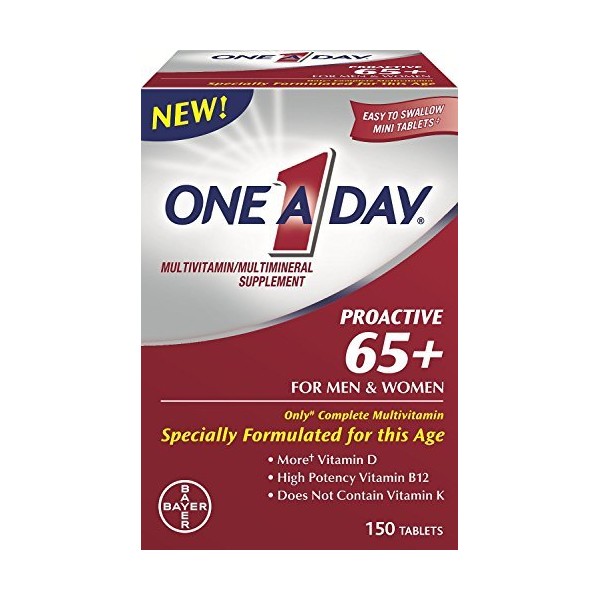 One a Day Proactive 65 Plus Multivitamins for Men and Women, 150 Tablets (Pack of 2) by One-A-Day
