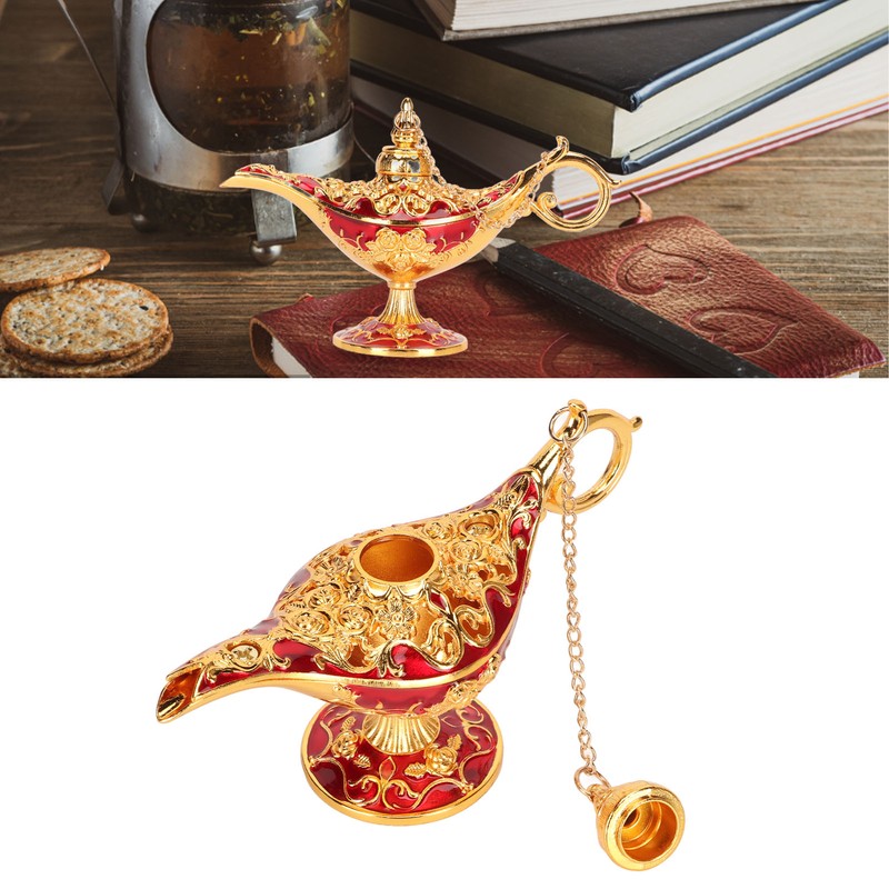Zinc Alloy Retro Arabian Lamp Tabletop Exquisite Engraved Legend Wishing