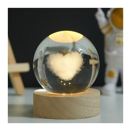 Lizihengpi 3D Crystal Ball Night Light Mood Lighting Cozy Comfort Gifts Home Decor lamp for Bedroom Space Lamps Happy Cozy Comfort Gifts (Love)