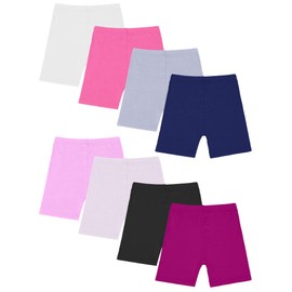 Ruisita Toddler Girls Biker Shorts Under Dress Safety Dance Cartwheel Shorts for Kids, White,black,gray, Pink,complexion,deep Purple,navy,rose, 7-8 Years