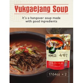 Korea Traditional spicy Yukgaejang stew 비비고 소고기 육개장 Easy To Cook 500g/17.6 Ounce (2 Pack)