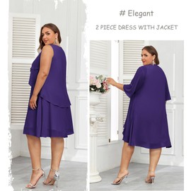 Hanna Nikole Womens Plus Size Dresses for Party Formal 2024 Mother of The Bride Dress Wedding Guest Dress with Sequin Jacket Long Purple 16 Plus