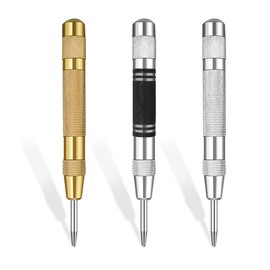 3 Pieces Automatic Center Hole Punch Tool, 5 Inch Automatic Spring Loaded Center Hole Punch, Spring Loaded Crushing Hand Tool, for Wood, Thin Metal