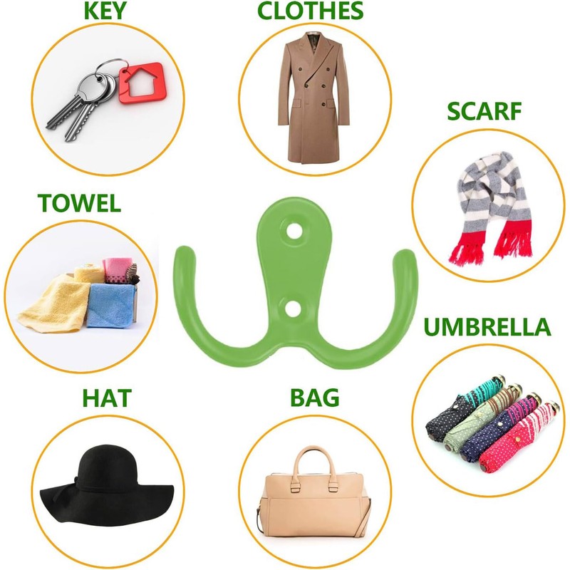 Taiyyi Pack of 8 Colourful Clothes Hooks Vintage Double Wall