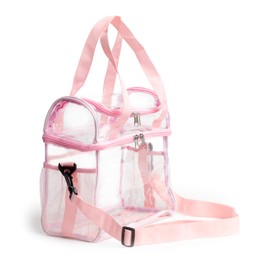 Transparent Lunch bag, stadium-approved, Heavy Duty, Large Lunch Tote for Men and women, Leakproof and Reusable (Light Pink)