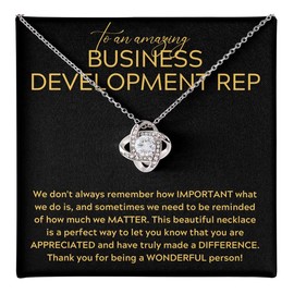 Business Development Representative Necklace Message Card Box Love Knot Mahogany - We Don't Always Remember - Appreciation Sales Business Coworker