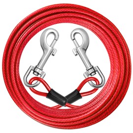 jenico Dog Tie Out Cable: 10ft Dog Leads for Yard Heavy Duty - Reflective Chain Leash for Outside Small Large Dogs Up to 125lbs Outdoor Runner Camping