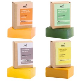 Handmade Face & Body Soap Set of 4 Soaps Skin Brightening Hydrating Variants Vitamin C Retinol Kojic Acid Collagen Radiant Healthy Skin (Brightening Blends)