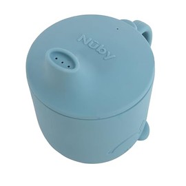 Nuby Vaso Entrenador de Silicón para Bebé, Azul, 180ml, con Tapa y Asa, Diseño de Ballena