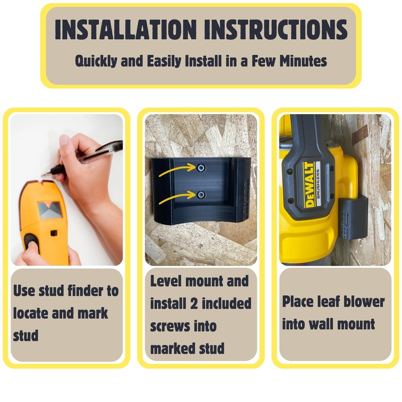 DeWalt Wall Mount for 60v Flexvolt Blower | DCBL772 Compatible