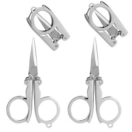 4PCS Stainless Steel Folding Scissors, 4 Inch/10cm Mini Small Paper Scissors Portable Foldable Travel Scissors Metal Scissors for Paper Craft, Sewing
