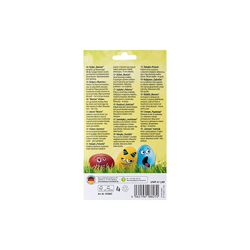 Heitmann Eierfarben - Sticker Monster - 2 Motif Sheets, 1018607,