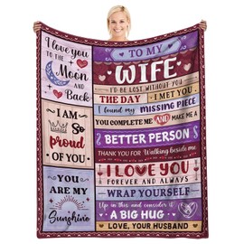 REETOOK Wife Throw Blanket Soft Flannel Wife Blankets, Cozy and Warm Wife Gift Blanket, Gifts for Wife Blanket for Birthday, Anniversary, Valentine's, and Christmas, Decorative Throw Blanket 50x60 in