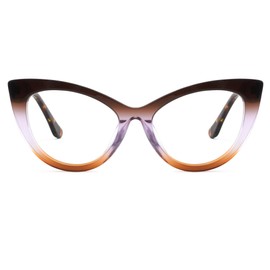 Zeelool Stylish Cat Eye Glasses Frame for Women with Non-prescription Clear Lens ZJGA357815, Zjga357815-02 Light-brown, Medium