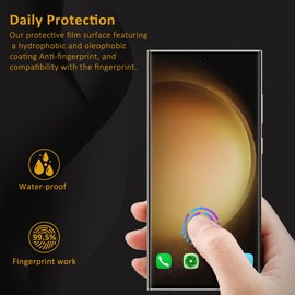 [2+2 Pack] For S23 Ultra Screen Protector, 2 Pcs Tempered Glass + 2 Pcs Camera Lens Protector, Impact-Resistant, Ultrasonic Fingerprint Compatible, 3D Curved for Galaxy S23 Ultra Screen Protector