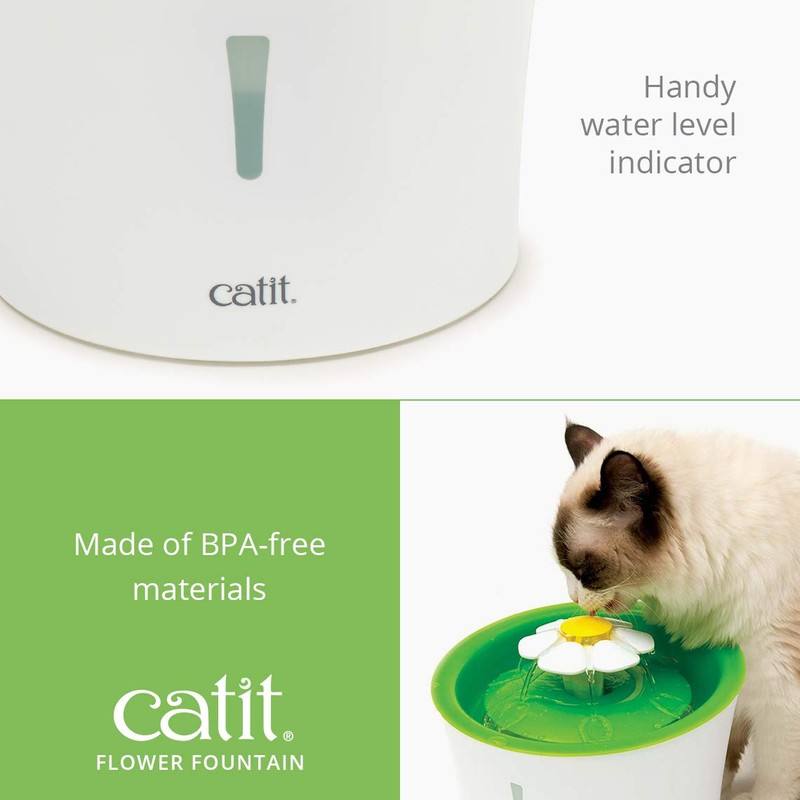 Catit Flower Fountain with Triple Action Filter, Cat Drinking Water