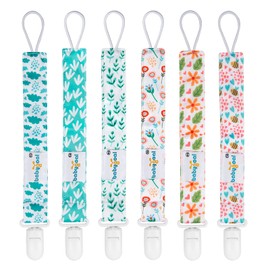 Babygoal Plastic Pacifier Clips for Boys, 6 Pack Pacifier Holder Fits Most Pacifier Styles &Teething Toys and Pacifier Clips for Boys And Girls 6PS13-CA