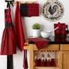 DII 100% Cotton Gingham Check Kitchen Collection, Red/Black, Dishtowel Set,