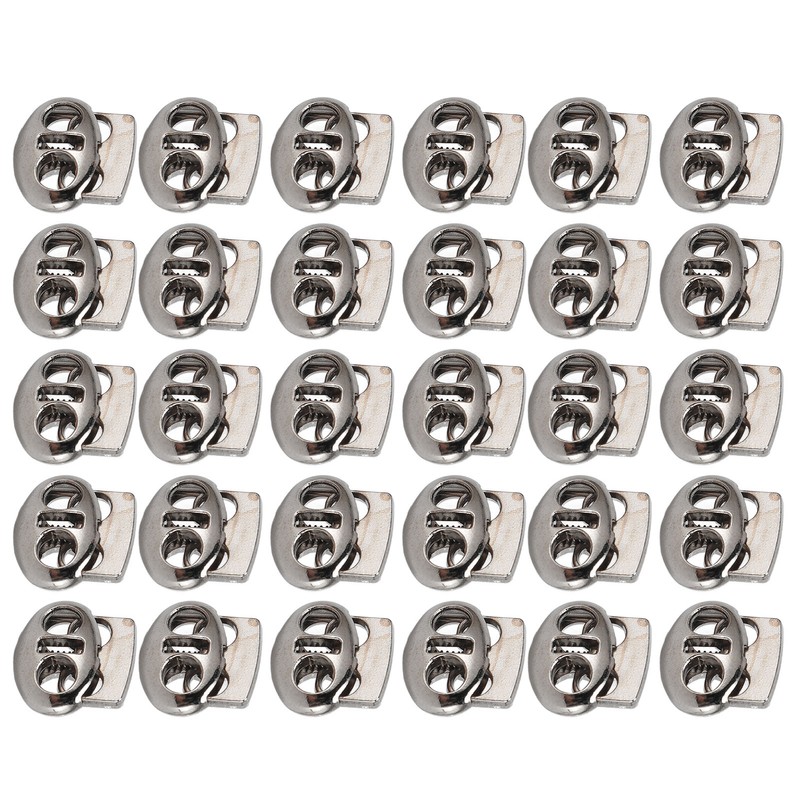 30pcs Metal Cord Lock End Toggle Double Hole Spring Stopper