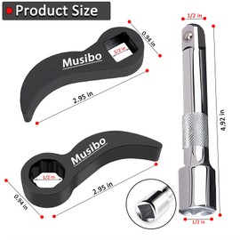 Musibo 3 Pcs Pry Bar Wrench Adaptor Head,2025 New Crowbar Adapter Head Tool,Half Shaft Removal Car Repairing Tools with Extension Bar for Tight Spaces,1/2" D 8pt (Square) Profile