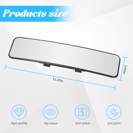 TNAIYH Car Rear View Mirror, 11.2" HD Clear Panoramic Convex Wide Angle Vehicle Rearview Mirror Extender to Reduce Blind Spot, Anti-Glare Clip-on Auto Interior Accessories, Universal Fit (White)