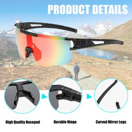 WLHFDC Fast Glasses Rave, Sports Sunglasses Men Women Cycling Glasses UV400 Protection Running Glasses Sports Glasses Women for Outdoor Activities such as MTB Cycling Ski Fishing Running