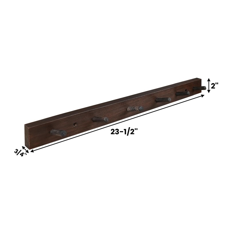 CONSDAN Hickory Coat Rack with 6 Hooks, Wooden Wall Mount