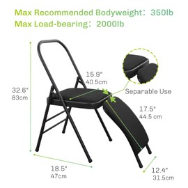 CIGOCIVI Yoga Auxiliary Chair with Detachable Lumbar Back Support Relieve Back Pain Chair Foldable Balance Handstand Training Tool (Grey)