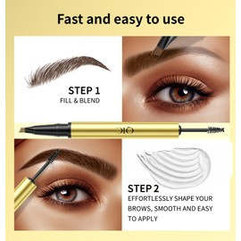 2-in-1 Microblading Eyebrow Pencil with Micro-Fork-Tip Precise Brush-Tip Eyebrow Pencils Create Natural Looking Defined Eyebrows Last All Day(Black Brown)
