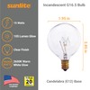Sunlite G16.5 Incandescent Clear Globe Light Bulb, 15 Watts, 105