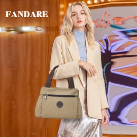 FANDARE Retro Handbags Canvas Shoulder Bag Women's Shoulder Bag Women Crossbody Messenger Bag Shopper Travel Work Bag, khaki, Retro