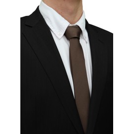 Fabio Farini - Plain-Coloured, Elegant Tie - Choice of Length: 6 cm or 8 cm - brown