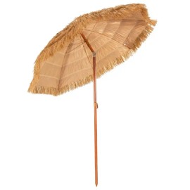 Portable 6.5 Feet Tiki Beach Umbrella with Adjustable Tilt Handcrafted Portable Thatched Umbrella for Sun ProtectionColor: Khaki Color
