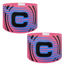 Ynaice Captains Armband, 2 Pcs Adjustable Elastic Sports Arm Bands Nylon Velcro Multicoloured Adult & Youths Football Soccer Captains Armband for All Sports |Pink