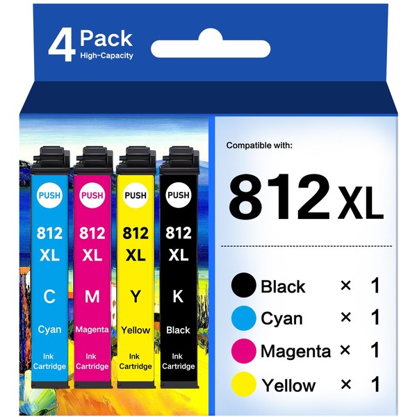 812XL Ink Cartridges High Capacity Remanufactured for Epson 812XL Ink