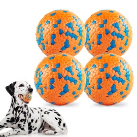 FUSOTO Indestructible Dog Balls, Tennis Balls for Dog, Dog Balls for Aggressive Chewers, Safer for Dog's Mouths, for Large Medium Small Puppy, Training Catch&Fetch, Water Floats Dog Toys (4 Balls)