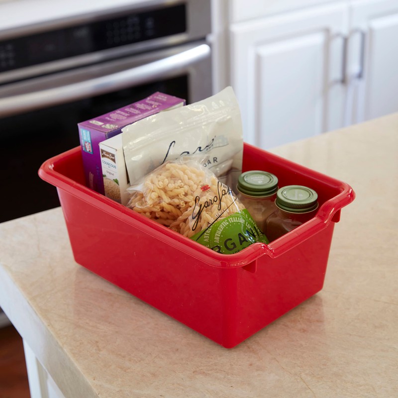 ECR4Kids Scoop Front Storage Bin, Multipurpose Organization, Red, 20-Piece