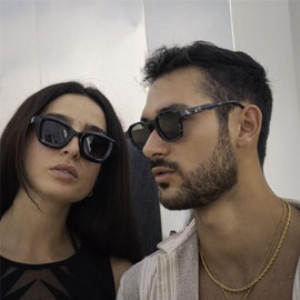 TruClothing Sunglasses Geometric Frame Square Polarized UV Protection Unisex Eyewear - Black