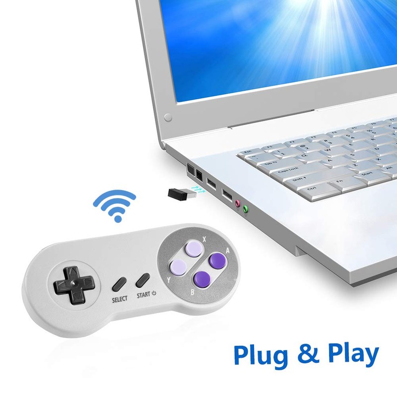 suily Wireless USB Controller for SNES NES Emulator, 2.4GHz USB