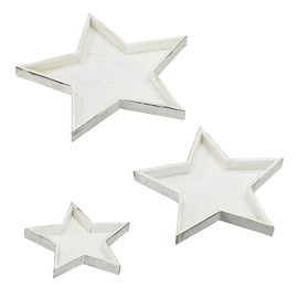 Cepewa Set of 3 "Star" Decorative Plates in 3 Sizes White Advent Plates Christmas Plates (1 x Set of 3 Decorative Plates White)