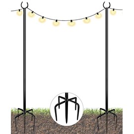 Eazielife Sprimden Outdoor String Light Pole, 10 FT Heavy Duty Hanging Light Stand Pole for Outside Garden Lawn, Patio, Christmas, Wedding, Party (2 Packs)