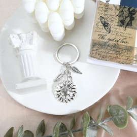 MUCOOS Sunflower Keyring, Cute Keyring, Key Ring for Women, Gifts for Her, Gifts for Girlfriend, Keyring for Crafts, silver