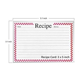 BeeSpring Recipe Card Covers. Clear Vinyl 3 x 5 Inch Kitchen Recipe Card Protectors, 3 x 5 Inch Set of 48