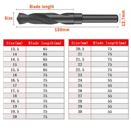 Yaowanguan HSS Turning Drill Bit - 22.5 mm Reduced Shank High Speed Steel 9341 1/2 Inch Spiral / Bench Drill Opener DIY Tool for Stainless Steel / Iron / Copper / Aluminium / Wood / Plastic