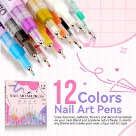 QUELLE Nail Art Pens Nail Art Markers Pens for Nail Art 12 Colors Set, Quick Dry Nail Pen 3D Art Pens for Painting Nails Nails Art Tool Kit TA643-12