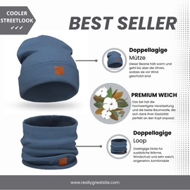 Mikos * Women's Set Hat & Loop Cotton Long Beanie Hat with Scarf Loop Autumn Winter Great Warm Stretchy Elastic Winter Hat Boys Girls Streetwear 703, salmon