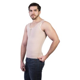 Chaleco Alexandre Faja Reductora y Corrector de Postura Lumbar Uso Diario y Post Quirúrgico Faja para Hombre Moldeadora Tipo Colombiana Fajas Galess 4916(Beige, Mediano)