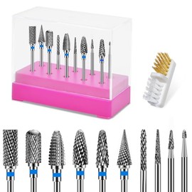 CGBE Juego De Brocas Para Uñas: 10 Brocas De Carburo De Tungsteno Para Uñas, Vástago De 3/32'', Brocas Profesionales Para Manicura Y Pedicura Ideales Para Salones De Uñas En Casa, Manicura Y Pedicura