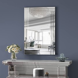 GOAND Decorative Accent Mirror, Silver Rectangle Wall Mirrors, Art Mirror with Glass Frame for Living Room, Dining Room, Bedroom, Bathroom and Entryway (24" W x35 H)