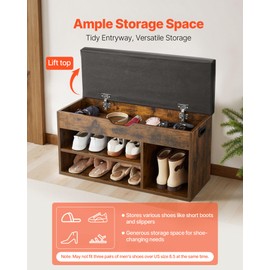 VEVOR Shoe Storage Bench with Padded Cushion, Entryway Bench with Hidden Storage, Holds up to 300 lbs, 31.7 x 12.0 x 17.5 Inches, for Entryway, Hallway, Living Room, Bedroom